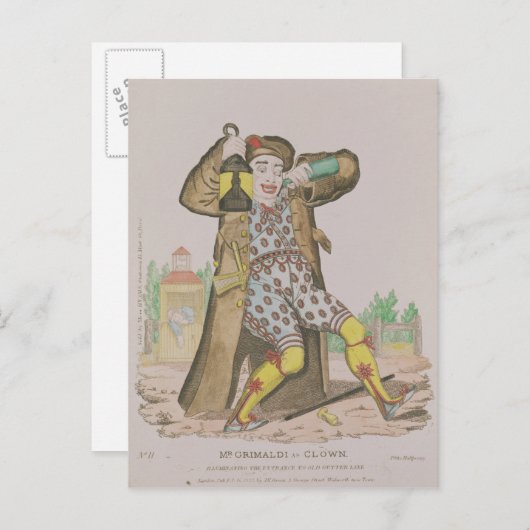 Carte Postale M. Grimaldi en clown, illuminant le (Devant / Derrière)