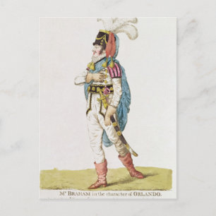 Carte Postale M. John Braham, personnage d'Orlando, 1802