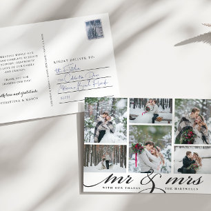Carte Postale M. & Mme Mariage Photo Collage Merci