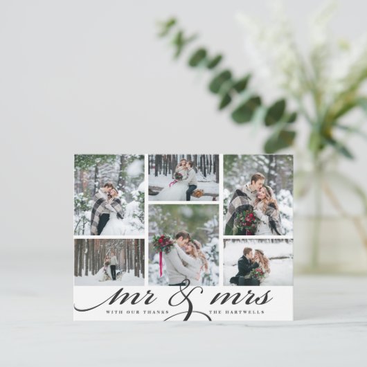 Carte Postale M. & Mme | Mariage Photo Collage Merci (Debout devant)