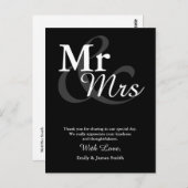 Carte Postale M&Mme Simple Elegant Typographie Mariage Merci (Devant / Derrière)