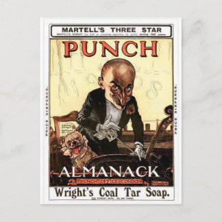 CARTE POSTALE M. PUNCH VINTAGE ALMANAC 1908 DESIGN D'IMPRESSION