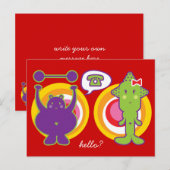 Carte Postale M. Purple & Miss Green Cute Caractère de dessin an (Devant / Derrière)