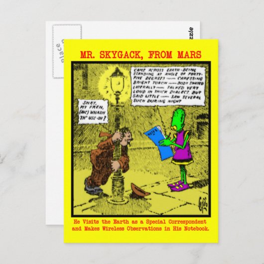 Carte Postale M. Skygack observe un ivrogne (Devant / Derrière)
