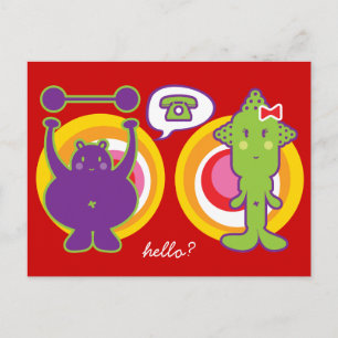 Carte Postale M. Violet & Mlle Verte Personnage de Dessin Animé