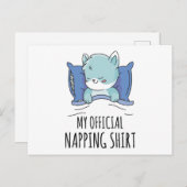 Carte Postale Ma chemise de sieste officielle avec Cat couché (Devant / Derrière)