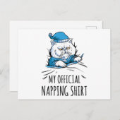 Carte Postale Ma chemise de sieste officielle avec chien couchan (Devant / Derrière)