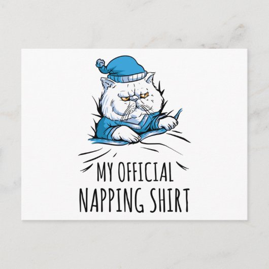 Carte Postale Ma chemise de sieste officielle avec chien couchan (Devant)