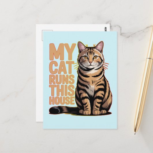 Carte Postale Ma citation drôle d'amour de chat (Devant/Arrière en situation)