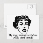 Carte Postale Ma Classe De Gestion De La Colère M'Empêche Vraime (Devant / Derrière)