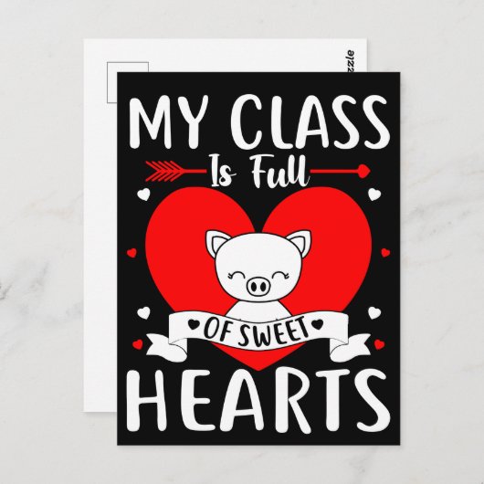 Carte Postale Ma Classe Est Pleine De Coeurs Sucrés Valentine (Devant / Derrière)