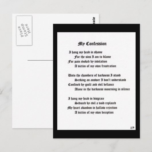 Carte Postale Ma confession (Devant / Derrière)