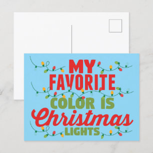 Carte Postale Ma couleur préférée est les lumières de Noël