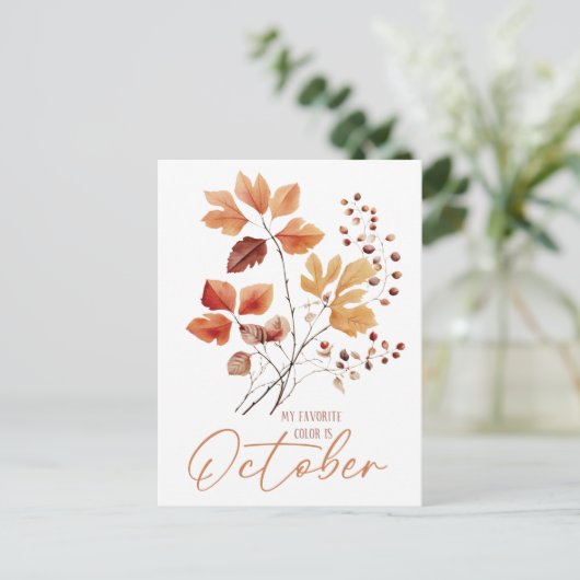 Carte Postale Ma couleur préférée est octobre (Debout devant)