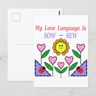 Carte Postale Ma langue de l'amour est coudre