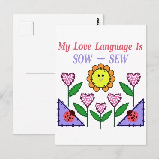 Carte Postale Ma langue de l'amour est coudre (Devant / Derrière)