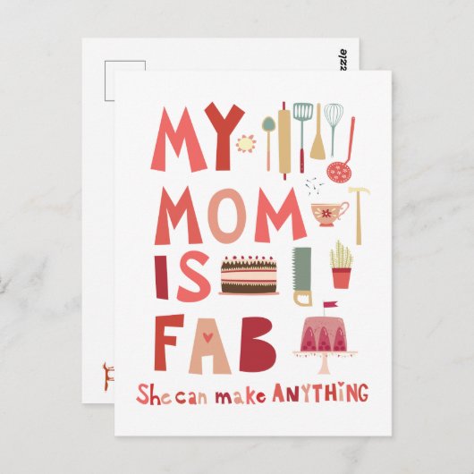 Carte Postale Ma mère est fab (Devant / Derrière)