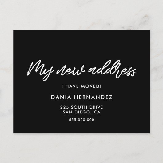 Carte Postale Ma nouvelle adresse faire-part mobile moderne noir (Devant)