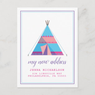 Carte Postale Ma nouvelle adresse   Maison Pastel Teepee