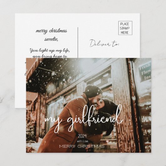 Carte Postale Ma petite amie Joyeux Noël Voeux de Noël (Devant / Derrière)