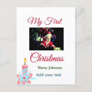 Carte Postale Ma première bougie de Noël ajouter nom photo bébé