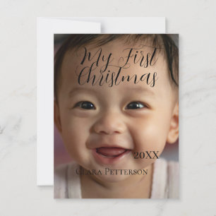 Carte Postale Ma première photo bébé de Noël ajouter nom année m