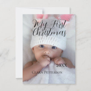 Carte Postale Ma première photo bébé de Noël ajouter nom année m