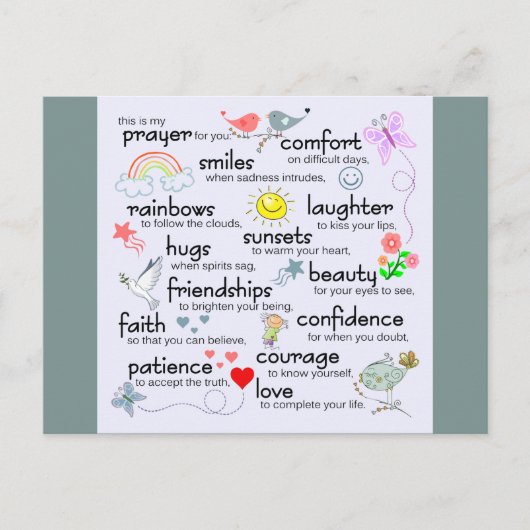 Carte Postale Ma Prière Pour Vous | Bleu (Devant)