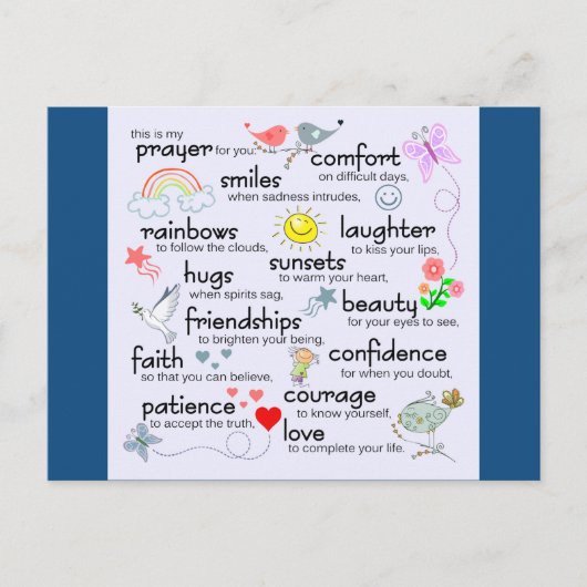 Carte Postale Ma Prière Pour Vous | Bleu classique (Devant)