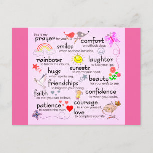 Carte Postale Ma Prière Pour Vous Rose