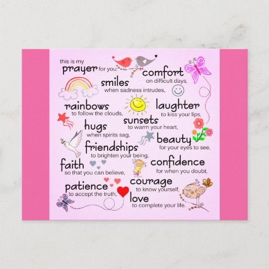 Carte Postale Ma Prière Pour Vous | Rose (Devant)