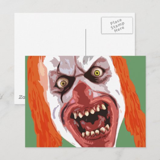 Carte Postale Macabre Clown (Devant / Derrière)