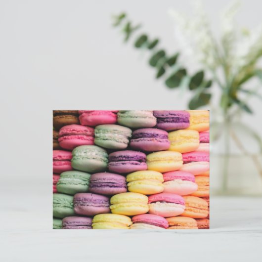 Carte Postale Macaron français coloré Cookies (Debout devant)