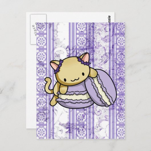 Carte Postale Macaron Kitty (Devant / Derrière)