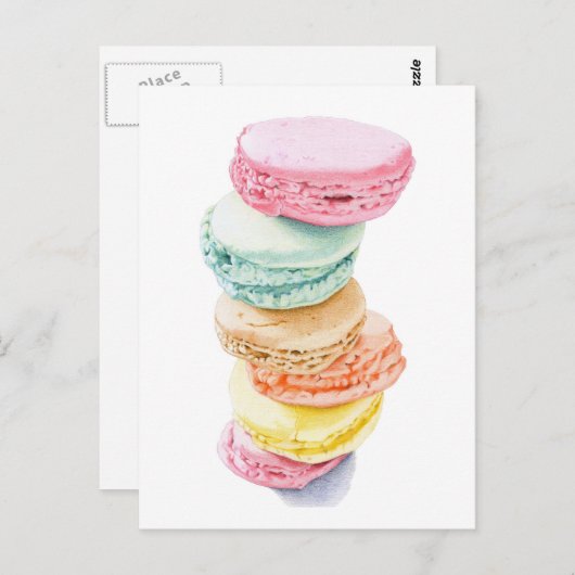 Carte postale Macarons (Devant / Derrière)