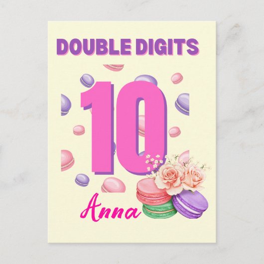 Carte Postale Macarons Adolescente Fille Anniversaire Double Chi (Devant)