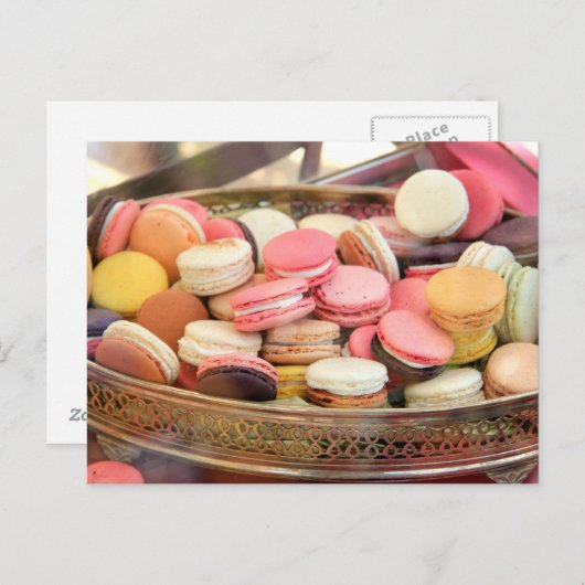 Carte Postale Macarons de différentes couleurs (Devant / Derrière)