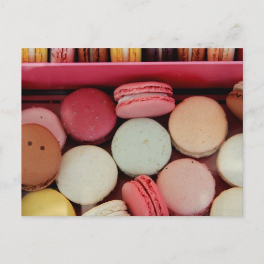 Carte Postale Macarons de différentes couleurs (Devant)