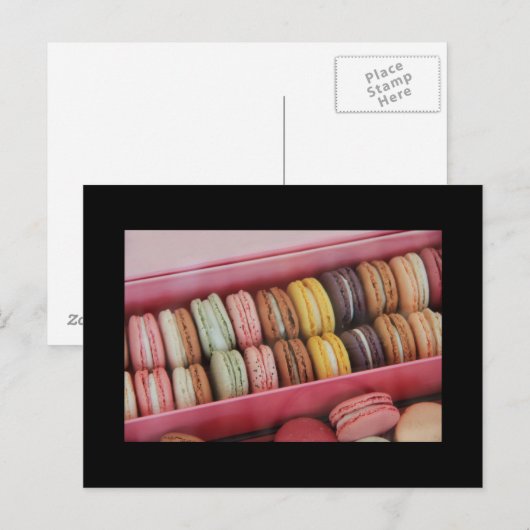 Carte Postale Macarons de différentes couleurs (Devant / Derrière)