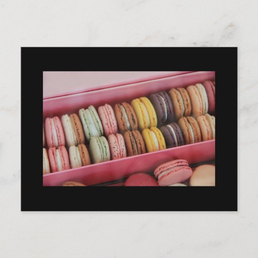 Carte Postale Macarons de différentes couleurs (Devant)