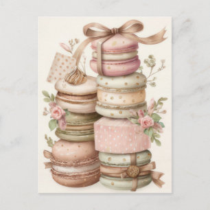 Carte Postale Macarons de Noël pastel festifs et élégants