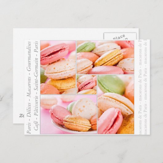 Carte postale Macarons française (Devant / Derrière)