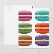 Carte Postale macarons, macron, biscuits, friandises, arc-en-cie (Devant / Derrière)
