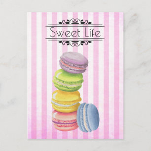 Carte Postale Macarons Pastel Français Pastel Aquarelle