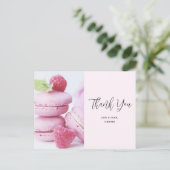 Carte Postale Macarons roses & framboises Merci (Debout devant)
