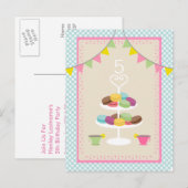 Carte Postale Macarons + Tea Party Invitation (Devant / Derrière)