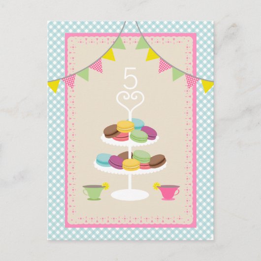 Carte Postale Macarons + Tea Party Invitation (Devant)