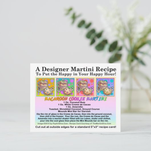 Carte postale Macaroon Cookie Martini Recette (Debout devant)