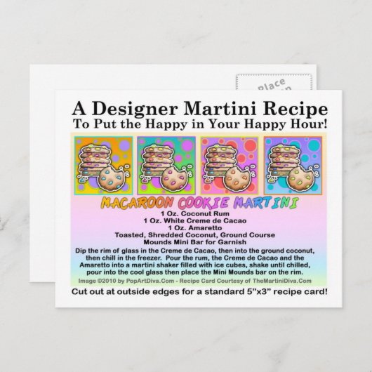 Carte postale Macaroon Cookie Martini Recette (Devant / Derrière)