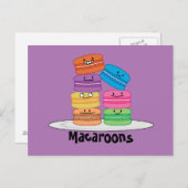 Carte Postale Macaroon Macarons Cookie dessert sucré français (Devant / Derrière)